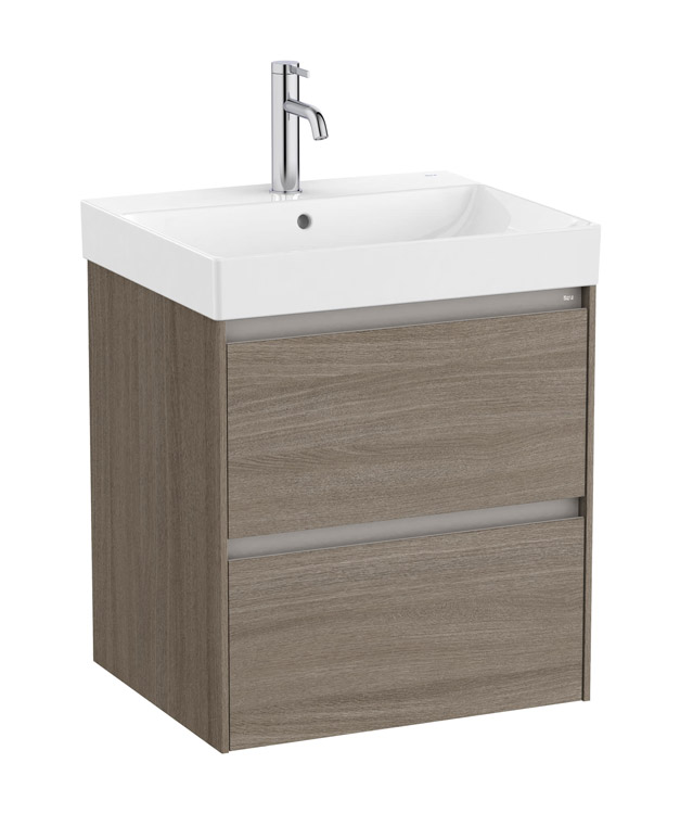 Roca Ona Zestaw łazienkowy UNIK (szafka z umywalką) Ciemny wiąz 55 cm (A851681511)